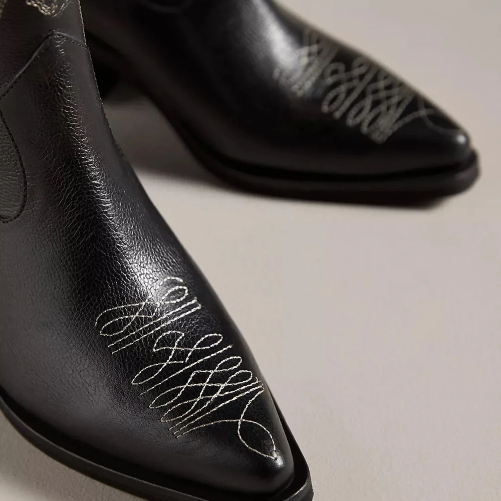 Size 9 ONLY! Anthropologie Black Stivali Unstoppable Cowboy Boot NEW IN BOX - Picture 3 of 8